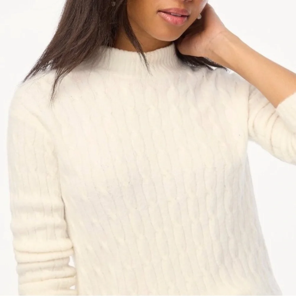 J. Crew Cable-Knit Mockneck Sweater/ Extra-Soft Yarn